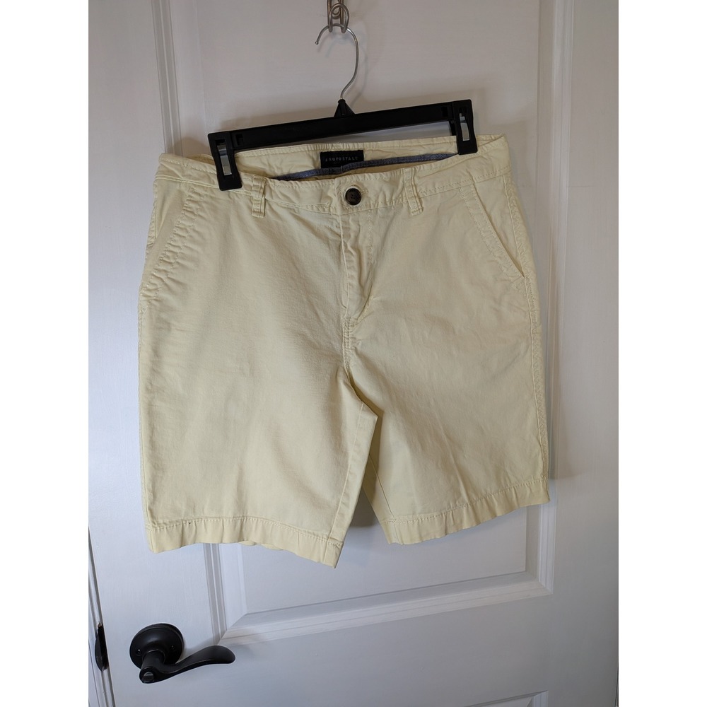 Aeropostale Womens Pale Yellow Chino Shorts Mid Rise Cotton Twill‎ Summer Casual